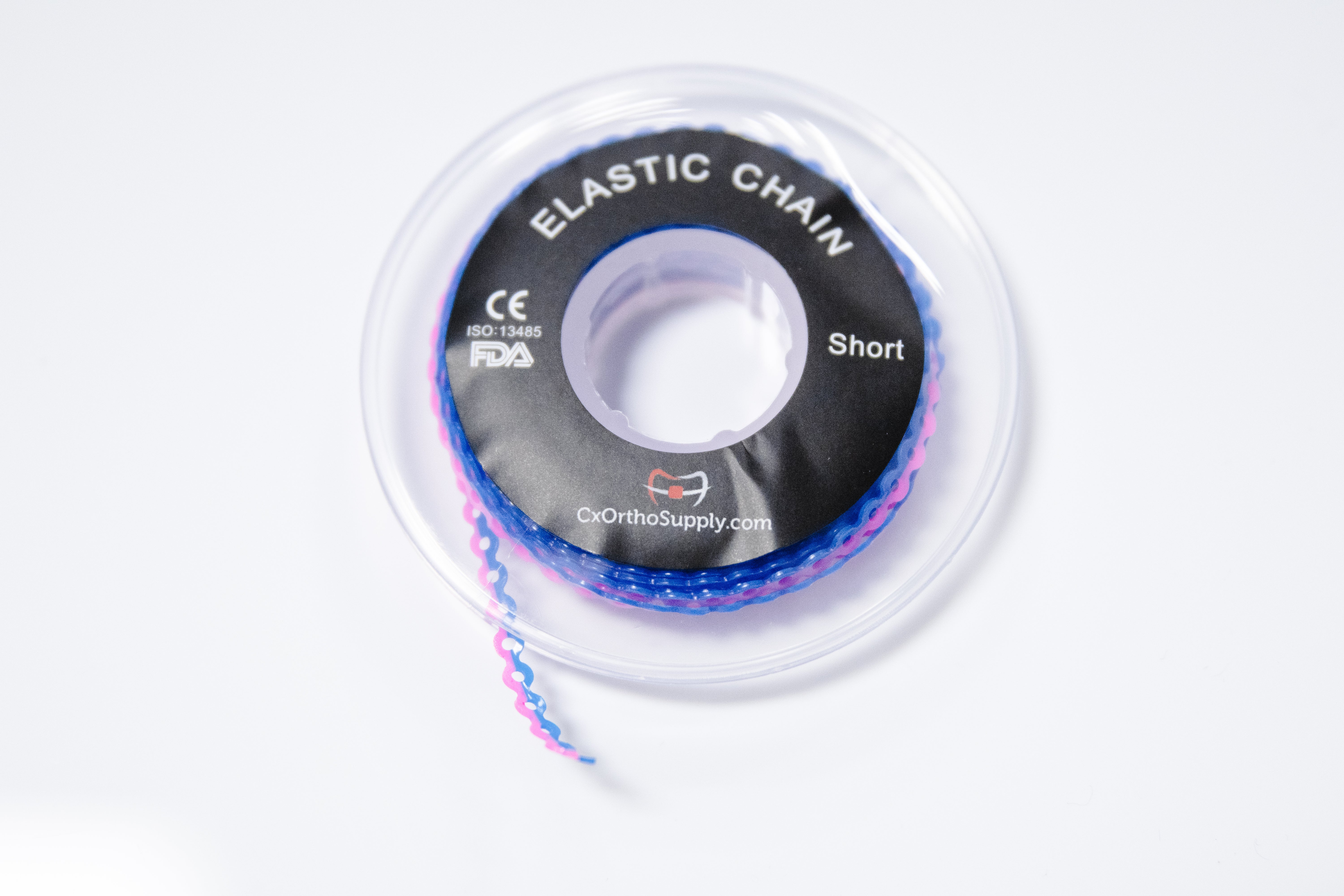 Dental Orthodontic Elastic Rubber Power Chain - Short, Long, Or Close Spacing - For Braces Bands